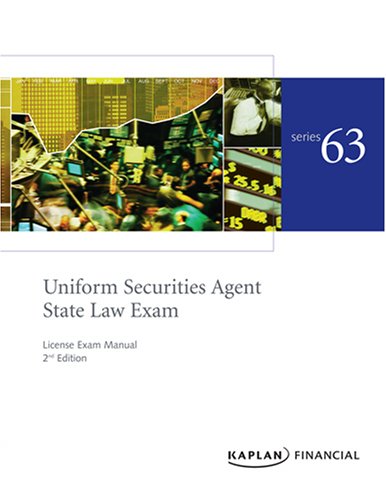 Beispielbild fr Series 63 License Exam Manual (Uniform Securities Agent State Law Exam License Exam Manual (Series) zum Verkauf von The Book Cellar, LLC