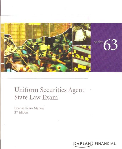 Beispielbild fr Kaplan Series 63 Uniform Securities Agent State Law Exam (License Exam Manual) zum Verkauf von HPB-Diamond