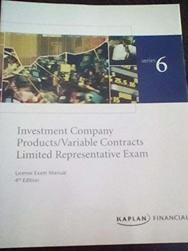 Imagen de archivo de Series 6: Investment Company Products/variable Contracts Limited Representative Exam- License Exam Manual a la venta por HPB-Ruby