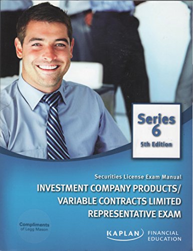 Stock image for Securities License Exam Manual, Investment Company Products/Variable Contracts Limited Representative Exam (Series 6, 5th edition) (Series 6) for sale by Better World Books