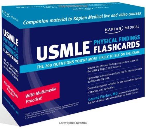 Stock image for Kaplan USMLE Physical Findings Flashcards: For Steps 2 and 3: The 200 Questions You're Most Likely to See on the Exam for sale by a2zbooks