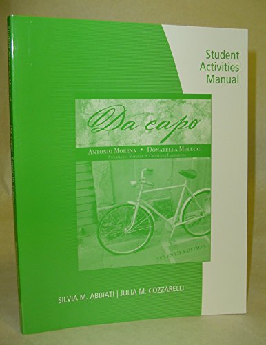 Stock image for Student Activities Manual for Moneti/Lazzarinos Da capo for sale by Seattle Goodwill