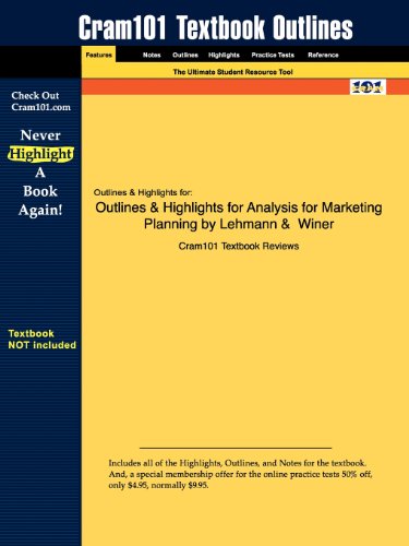 Stock image for Outlines and Highlights for Analysis for Marketing Planning by Lehmann and ?Winer for sale by Reuseabook