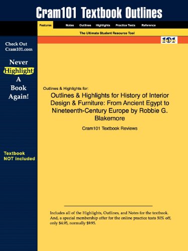 9781428891241: Outlines & Highlights for History of Interior Design & Furniture: From Ancient Egypt to Nineteenth-Century Europe by Robbie G. Blakemore