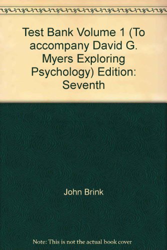 Stock image for Test Bank Volume 1 (To accompany David G. Myers Exploring Psychology) for sale by Drew