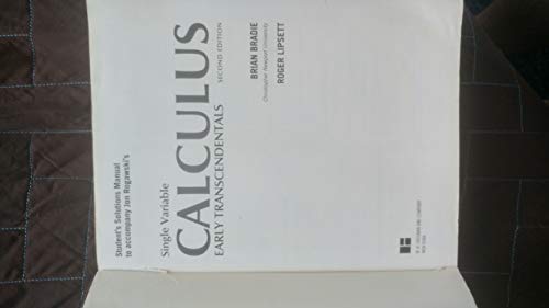 Beispielbild fr Single Variable Calculus, Early Transcendentals Student's Solutions Manual zum Verkauf von Better World Books