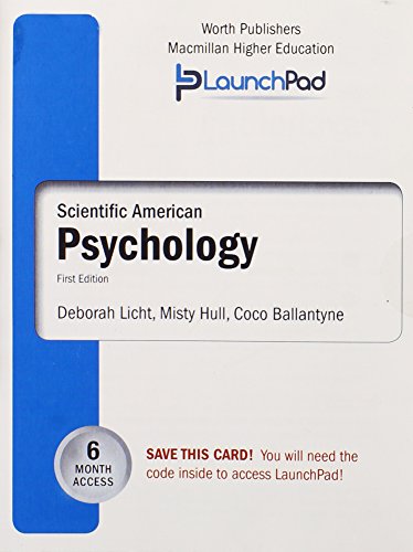 Imagen de archivo de LaunchPad for Licht's Scientific American: Psychology (Six Month Access) a la venta por HPB-Red