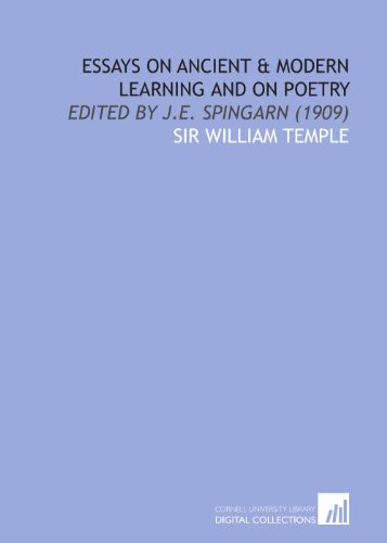 Imagen de archivo de Essays on ancient & modern learning and on poetry: edited by J.E. Spingarn. a la venta por Revaluation Books