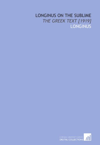 Stock image for Longinus on the sublime: the Greek text [1919] for sale by Revaluation Books
