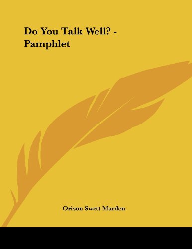 Imagen de archivo de Do You Talk Well? - Pamphlet a la venta por Dunaway Books