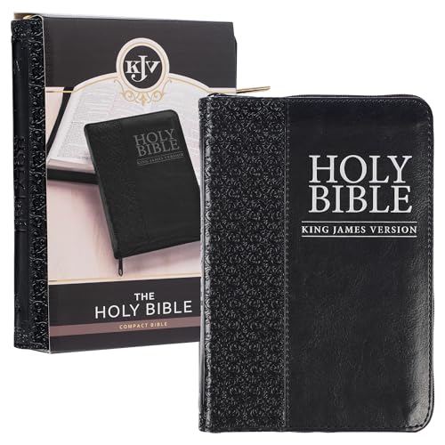 Imagen de archivo de KJV Holy Bible, Compact Faux Leather Red Letter Edition - Ribbon Marker, King James Version, Black Faux Leather, Zipper Closure a la venta por Once Upon A Time Books