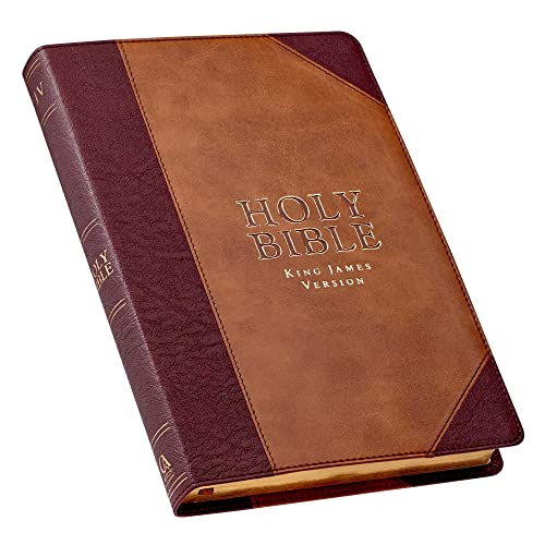 9781432117504: KJV Holy Bible, Thinline Large Print Faux Leather Red Letter Edition Ribbon Marker, King James Version, Brown Two-tone