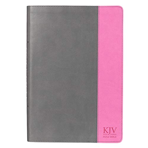 Stock image for KJV Holy Bible, Super Giant Print Faux Leather Red Letter Edition - Ribbon Marker, King James Version, Gray and Pink for sale by Byrd Books