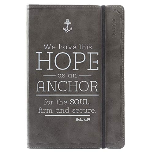 Stock image for Christian Art Gifts Grey Faux Leather Journal | Hope As An Anchor - Hebrews 6:19 | Flexcover Inspirational Notebook w/Elastic Closure 160 Lined Pages w/Scripture, 5.8 x 8.5 Inches for sale by Pieuler Store