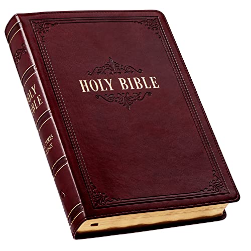 Stock image for KJV Holy Bible, Giant Print Full-size Faux Leather Red Letter Edition - Thumb Index & Ribbon Marker, King James Version, Burgundy for sale by Books From California