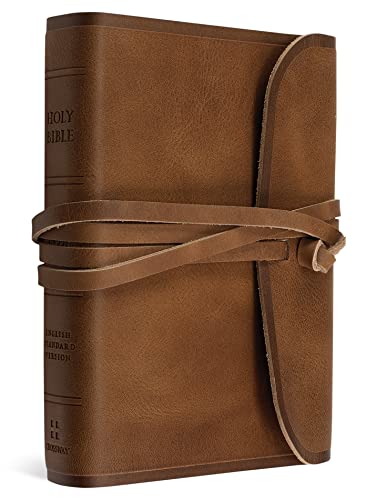 9781433551598: ESV Large Print Compact Bible (Natural Leather, Brown, Flap with Strap): ESV Bible, Flap With Strap With Ribbon Marker