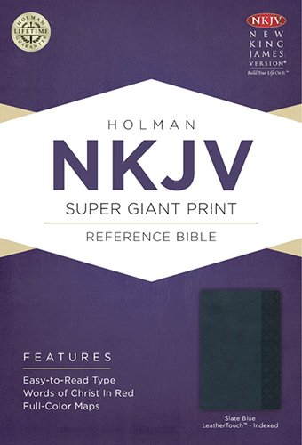 9781433604713: Holy Bible: New King James Version Super Giant Print Reference Bible, Slate Blue, Leathertouch