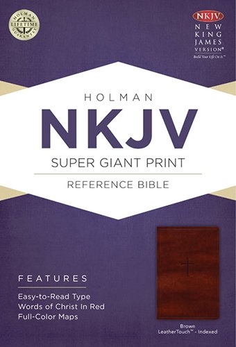 9781433614088: NKJV Super Giant Print Reference Bible, Brown LeatherTouch Indexed