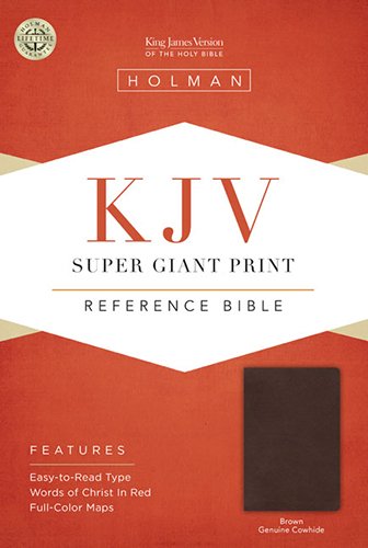 Imagen de archivo de KJV Super Giant Print Reference Bible, Brown Genuine Cowhide a la venta por Bethel Books, Hanley