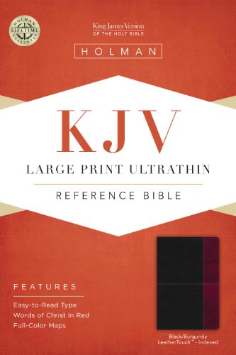 Imagen de archivo de KJV Large Print Ultrathin Reference Bible, Black/Burgundy LeatherTouch a la venta por MyLibraryMarket