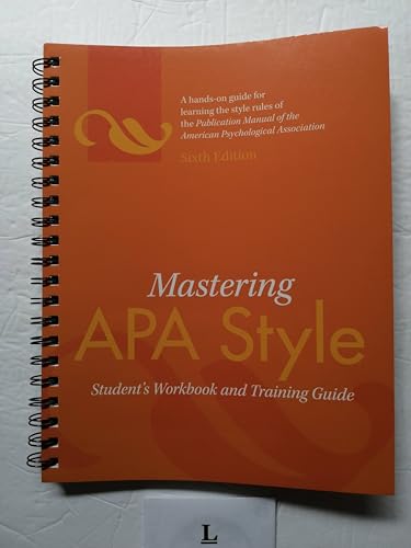 Imagen de archivo de Mastering APA Style: Student's Workbook and Training Guide a la venta por Gulf Coast Books