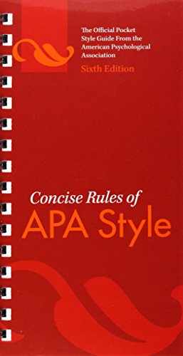 Beispielbild fr Concise Rules of APA Style zum Verkauf von Better World Books