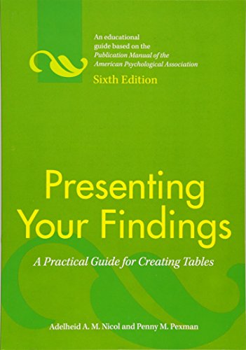 9781433807053: Presenting Your Findings: A Practical Guide for Creating Tables