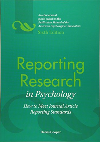 Imagen de archivo de Reporting Research in Psychology : How to Meet Journal Article Reporting Standards a la venta por Better World Books: West