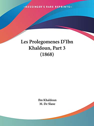 9781437154207: Les Prolegomenes D'ibn Khaldoun