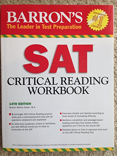 Beispielbild fr Barron's SAT Critical Reading Workbook, 14th Edition (Critical Reading Workbook for the Sat) zum Verkauf von SecondSale