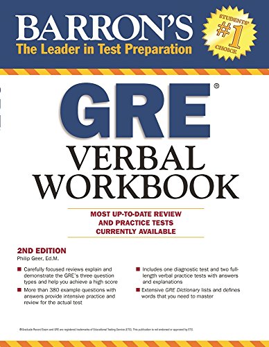 Beispielbild fr Barron's GRE Verbal Workbook, 2nd Edition zum Verkauf von SecondSale