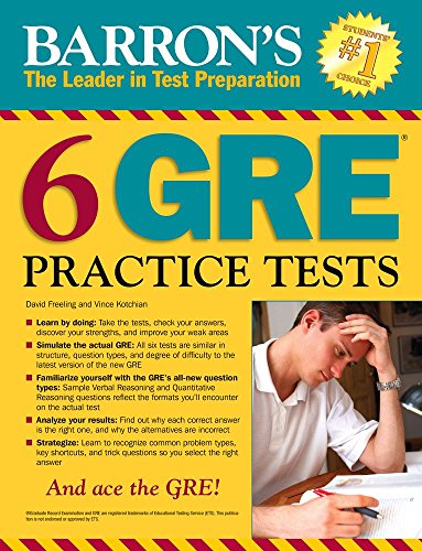 Imagen de archivo de Barron's 6 GRE Practice Tests a la venta por Better World Books