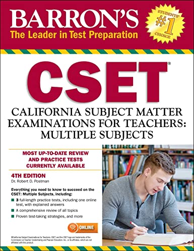 Beispielbild fr Barron's CSET, 4th Edition: California Subject Matter Exams for Teachers: Multiple Subjects zum Verkauf von SecondSale