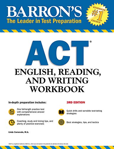 Imagen de archivo de ACT English, Reading, and Writing Workbook (Barron's Test Prep) a la venta por PlumCircle