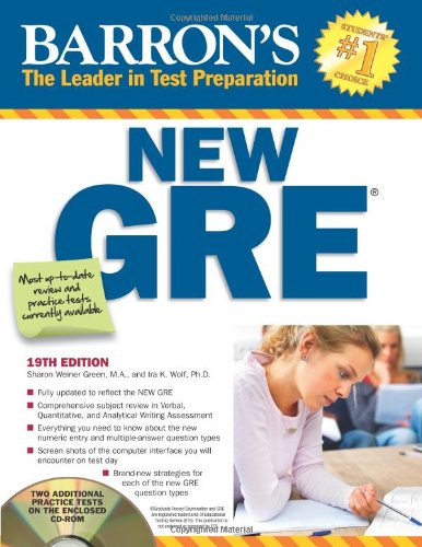 Stock image for Barron's New GRE with CD-ROM, 19th Edition (Barron's GRE (W/CD)) for sale by Your Online Bookstore