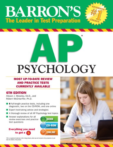 Imagen de archivo de Barron's AP Psychology with CD-ROM, 6th Edition a la venta por Better World Books