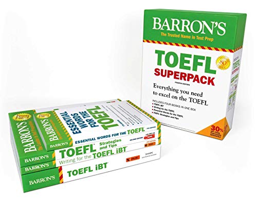 9781438078847: TOEFL iBT Superpack: 4 Books + Practice Tests + Audio Online (Barron's Test Prep)