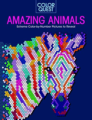 Stock image for Color Quest: Amazing Animals: Extreme Color-by-Number Pictures to Reveal for sale by HPB Inc.