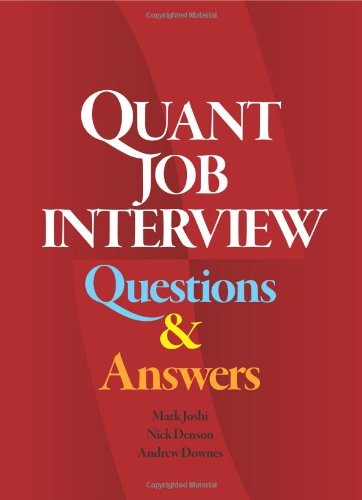 Beispielbild fr Quant Job Interview Questions And Answers zum Verkauf von Half Price Books Inc.