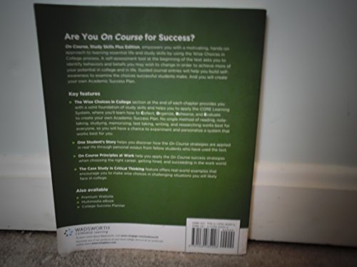 Imagen de archivo de On Course, Study Skills Plus Edition (Textbook-specific CSFI) a la venta por Jenson Books Inc