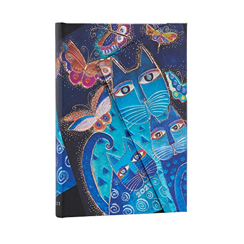 Beispielbild fr Paperblanks 12 Month Diaries 2021 Blue Cats & Butterflies | Horizontal | Midi (130  180 mm) zum Verkauf von WorldofBooks
