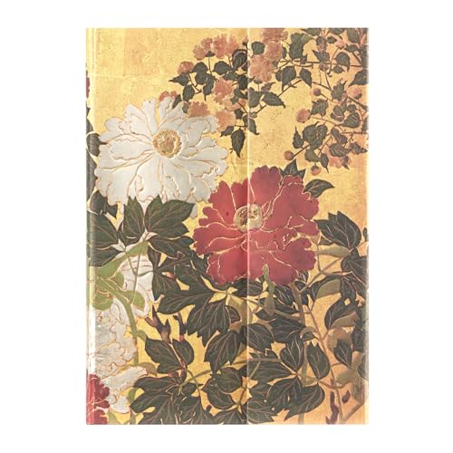 Paperblanks , Natsu (Rinpa Florals) Midi Unlined Hardback Journal (Wrap Closure)
