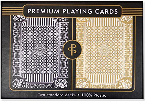 Imagen de archivo de Black & Gold Premium Plastic Playing Cards, Set of 2, Poker Size Deck (Standard Index) a la venta por Book Deals