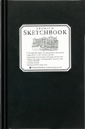 Premium Black Sketchbook - Small (5 1/2 inch x 8 1/2 inch, Micro-Perforated Pages)