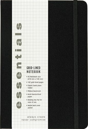 9781441311337: Essentials Large Black Grid-lined Notebook, A5 Size