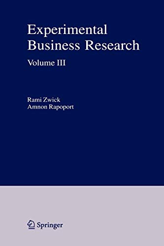 9781441937032: Experimental Business Research: Volume III: Marketing, Accounting and Cognitive Perspectives