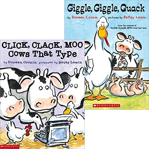 Stock image for Doreen Cronin Set of 2 Children's Picture Books (Click, Clack, Moo Cows That Type (Caldecott Honor Book) ~ Giggle, Giggle, Quack) for sale by SecondSale