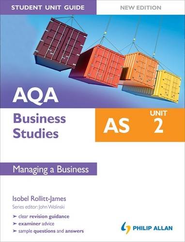 Beispielbild fr AQA AS Business Studies Student Unit Guide, unit 2: Managing a Business zum Verkauf von Reuseabook