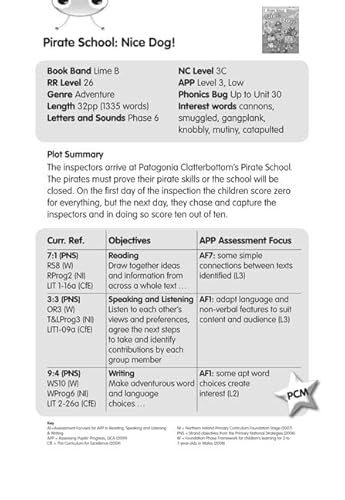 9781447910930: BC Lime B/3C Pirate School: Nice Dog! Guided Reading Card (BUG CLUB)