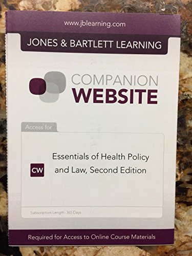 Stock image for Essentials of Health Policy and Law, 2nd - Companion Website Access Code for sale by SecondSale